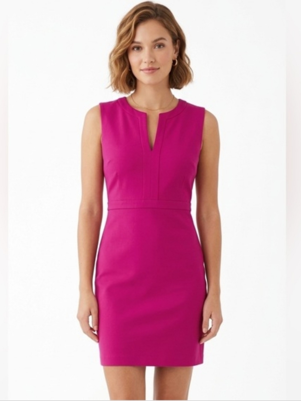 Diane Von Furstenburg Sleeveless split neck Sheath Dress DVF Sz 14